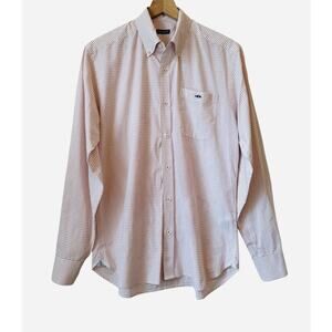 Fish Hippie Tailored Fit Long Sleeve Button Down Shirt Sz M Orange White Cotton